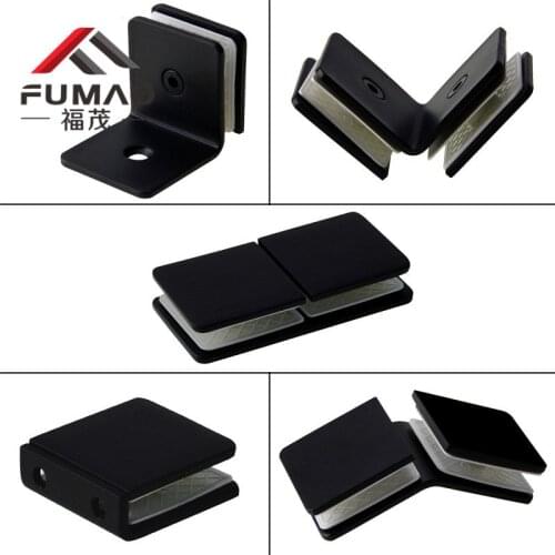 FUMAO 2PCS Stainless Steel 304 Black Glass Fixed Clip Bathroom Glass Door Fixed Code Corner Partition Shower Room Link Clip