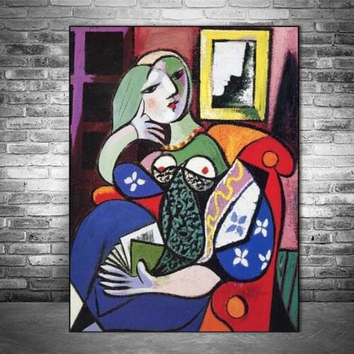Woman With Book by Picasso Canvas Paintings On the Wall Art Posters And Prints Surrealism Art Canvas Pictures For Living Room