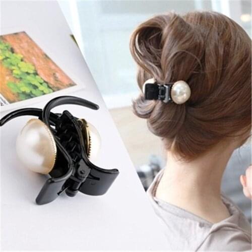 Big Pearls Hairpins Hair Ornaments Trendy Hair Clip Shiny Rhinestone Crab Hair Claws For Women Girl Accessories Headwear 1 PC
