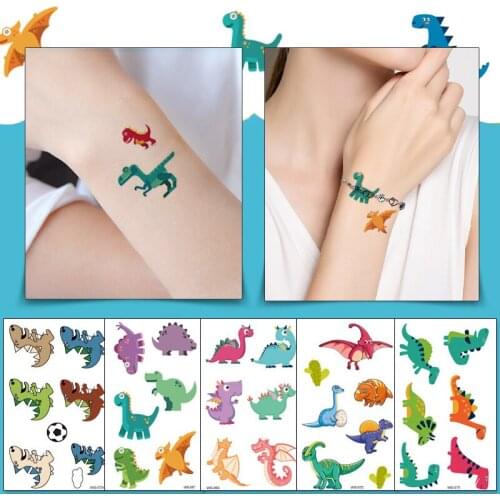 1/5pc Cartoon Dinosaur Tattoo Set Temporary Colorful Tattoo Girl Fake Tattoo Sticker Cute Fun Waterproof Body Tatoo for Children