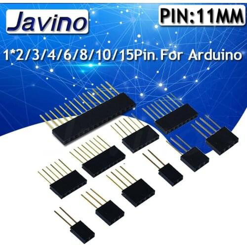 10PCS 2.54mm Single Row Female Long pins 11mm Breakaway PCB Board Pin Header socket Connector 1*2/3/4/6/8/10/15Pin For Arduino
