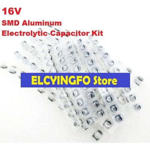 190Pcs/Lot 10values 0.33uF-470uF 16V 2.2uF 10uF 22uF 33uF 47uF 100uF 220uF SMD Aluminum Electrolytic Capacitor Assorted Kit