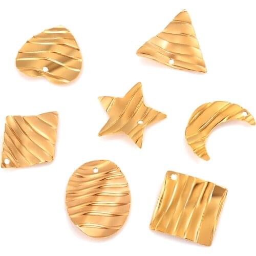 20Pcs/Lot Gold Stainless Steel Various Distortion High Quality Charms Embossing Earring Findings DIY For Ear Making Wholesales