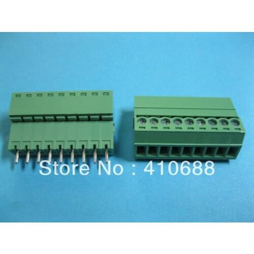 200 Pcs Per Lot 3.81mm 9 way/pin Screw Terminal Block Connector Green Color Pluggable Type High Quality HOT SALE