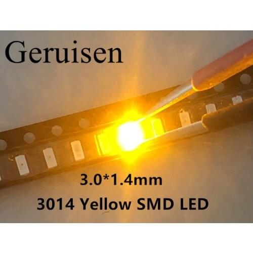 3014 SMD LED Chip yellow Ultra Bright 0.1W 6-8LM 30mA 2V Surface Mount Chip Light Emitting Diode Lamp SMD 3014 LED Bead 100PCS