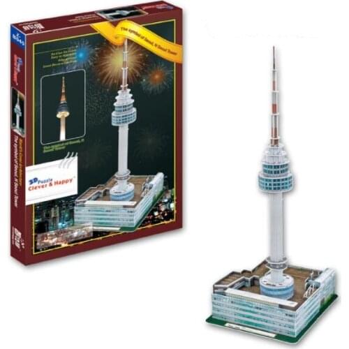The Symbol of Seoul Korea N Seoul Tower 3D Paper DIY Jigsaw 3448 Puzzle Model Educational Toy Kits Children Boy Gift Toy