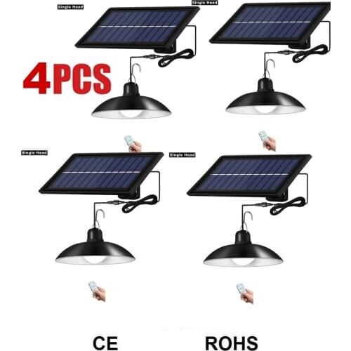 4pcs remote 30 led 2 head Retro Lampshade Solar Pendant Light Outdoor Indoor Lighting LED Solar Chandelier Lamp Courtyard Emerge