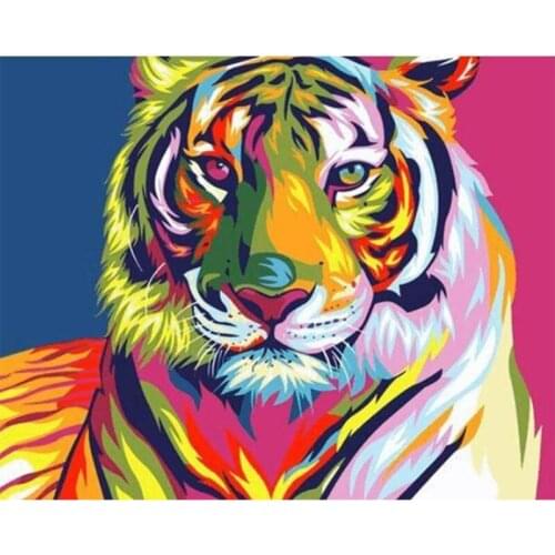 5D DIY Diamond Painting Colorful tiger Home Decor Animal Handmade Diamond Painting