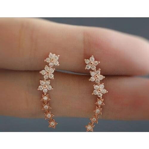 925 Sterling Silver Stud Earrings Sweet Small Flower Zircon Star Earrings for Women Simple Fashion Korean New Design Jewelry
