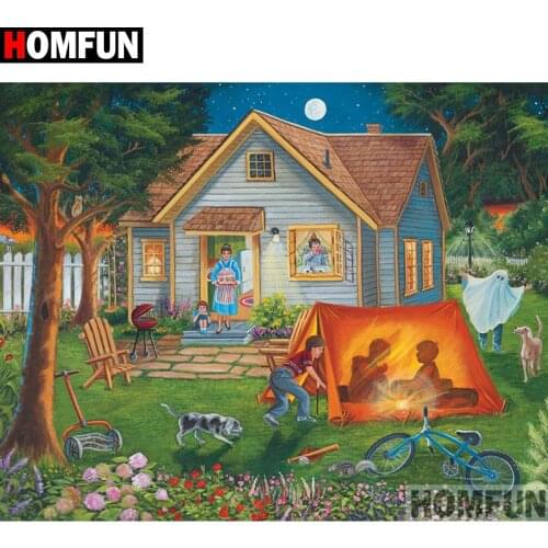 HOMFUN Full Square/Round Drill 5D DIY Diamond Painting "House landscape" Embroidery Cross Stitch 5D Home Decor Gift A18107
