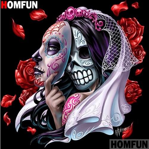 HOMFUN Full Square/Round Drill 5D DIY Diamond Painting "skull" Embroidery Cross Stitch 5D Home Decor A07148