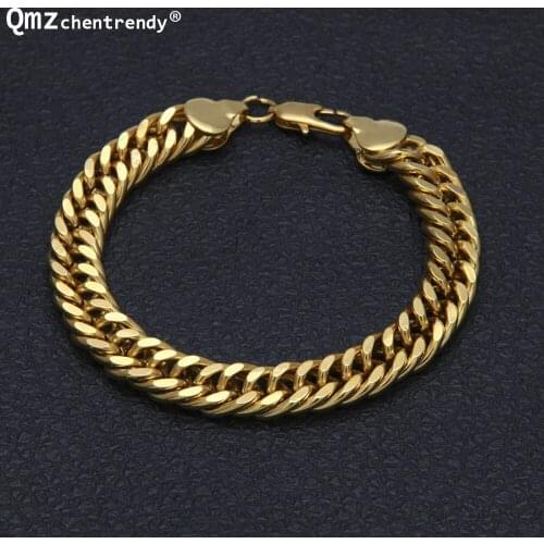 Hip hop Top Quality Stainless Steel Gold Curb Cuban Chain Link Bracelets Trendsetter Jewelry Rapper Men Women Accessories Bangle