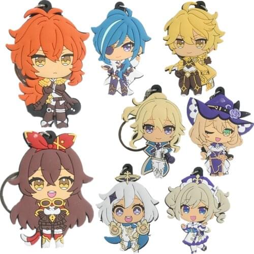 Game Genshin Impact Key Chains PVC Keychain Cosplay Pendant Keyring Accessories Prop