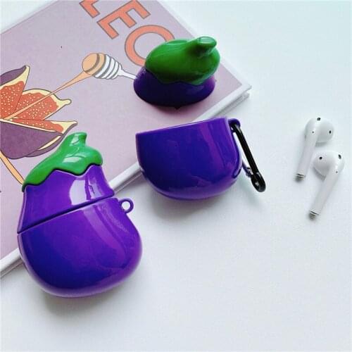 Silicone Case for Airpod Pro 3D Purple Eggplant for Airpods 1 2 Case Shockproof Charging Box Cover Skin Accessories for Airpod
