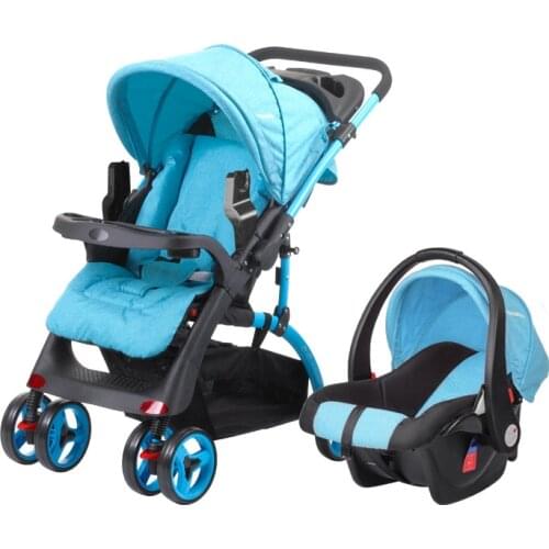 2019 New 2 in 1 baby stroller can sit foldable newborn travel system pram four-wheeled with car seat