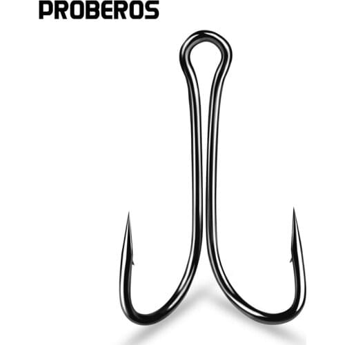 PROBEROS 20pcs/lot High Carbon Steel Double Fishing Hooks 6-4-2-1-1/0-2/0-3/0-4/0# Fly Tying Double Hooks for Jig Bass Fishhooks