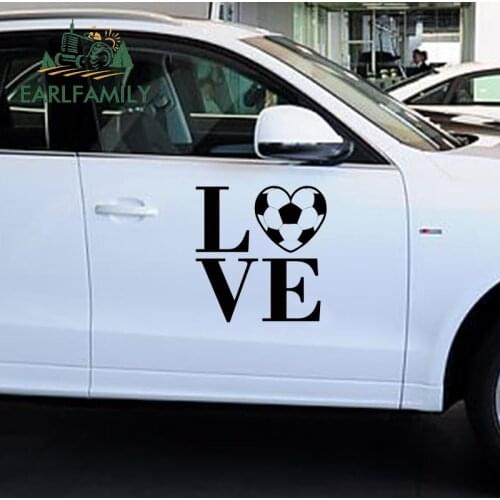 EARLFAMILY 48cm x 46cm 2x Love Basketball Football Soccer Sport Motto Wall Decal Art Sticker Hood Decals Graphics Car Stickers