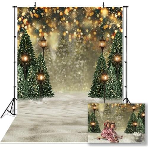 Photography backdrop Christmas tree vintage light winter bokeh glitter background for photo studio shining snowflake background