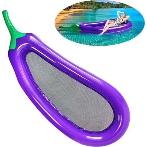 Giant Inflatable Pool Float Eggplant Shape Floats Raft Air Mattresses Floating Row Summer Swimming Water Sports Beach Toy Adults