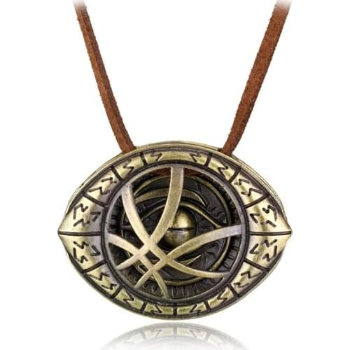 Eye Pendent Necklace Doctor Necklace Cosplay Genuine Leather Chain Jewelry Gift For Men