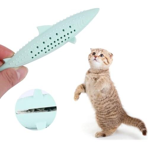 Cat Toothbrush Toy, Catnip Toys Teeth Cleaning Toy Silicone Fish Stick Cat Teeth Cleaning Brush, Interactive Chew Toy for Pet