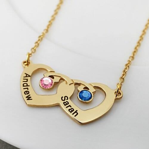 Personalized Family Name Necklace,Birthstone Necklace,Gift for Grandma,Heart Necklace with Kids Names,Mothers Day Gfit