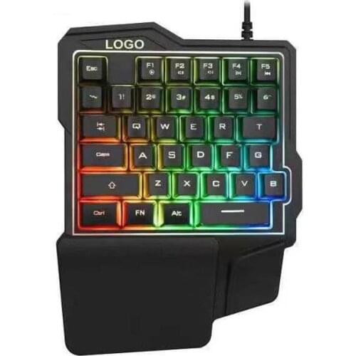 K7 left hand one-handed wired keyboard backlit eating chicken game keyboard USB connection 35 key keyboard