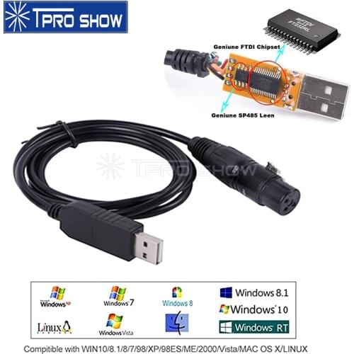 1Meter DMX To USB Converter Interface Adapter Cable Stage Lighting Effect PC Dmx Controller Dimmer USB DMX512 Signal Conversion
