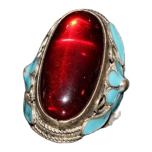 Chinese Old Craft Made Old Tibetan Silver Cloisonne Inlaid Zircon Pendant