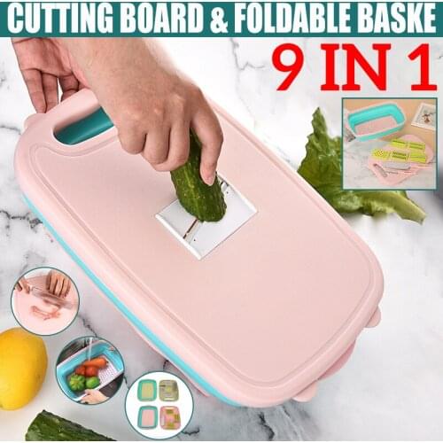 Kitchen multifunctional folding board set with filter basket folding drainage basket potato shredder with kitchen knife