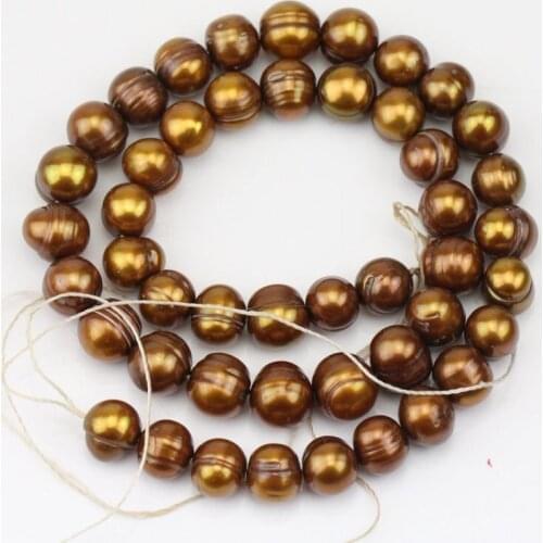 Unique Pearls jewellery Store,8mm Chocolate Brown Potato Round Freshwater Pearl Loose Beads,15inchs One Full Strand