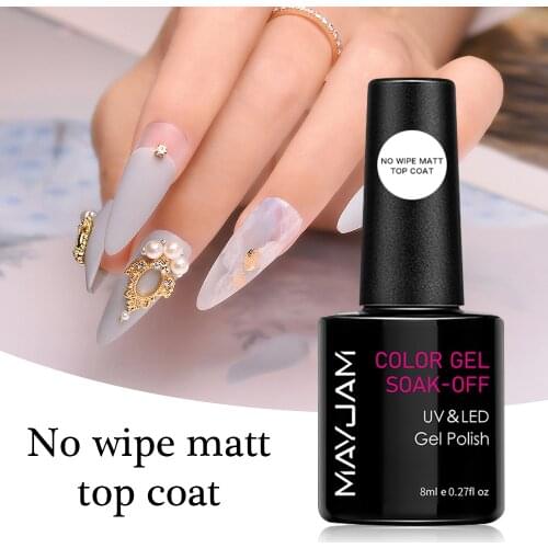 8ml MAYJAM No Wipe Matte Top Coat Nail Art Design High Quality UV LED Base Coat No Sticky Layer Top Coat Soak off Matt Top Coat