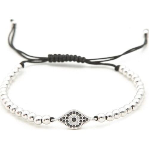 Copper Turkish Evil Eye micro pave cz Cubic Zirconia bracelet rope adjusted Macrame religion ujt54 Braiding Bangles Women