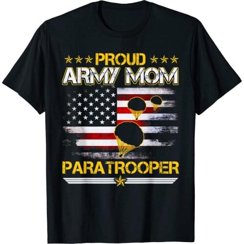 Army Paratrooper Proud Mom Airborne USA Soldier Men T-Shirt Short Casual 100% COTTON mens t shirts