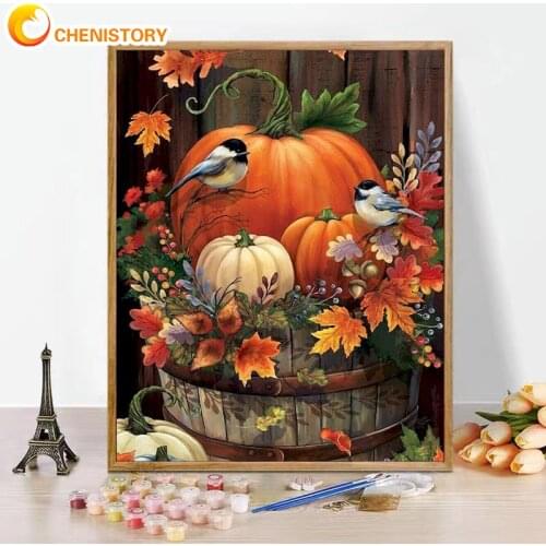 CHENISTORY Painting By Numbers Kit Bird Handpainted Picture By Number Sale Halloween Drawing Canvas Home Decoration Picture