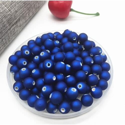 New 50pcs 8mm Acrylic Beads Spacer Loose Bead For Jewelry Making Accessory Beads DIY Blue
