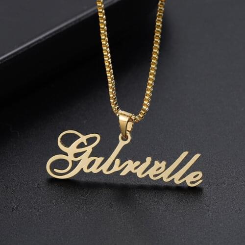 Custom Name Necklace Cuban Chain Gold Chocker Stainless Steel Personalized Letter Necklaces Charms Jewelery For Women Gift