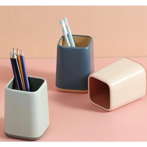 Plastic Desk Organizer Desktop Office Pen Pencil Holder Makeup Storage Tray Brush Container Students School Stationary