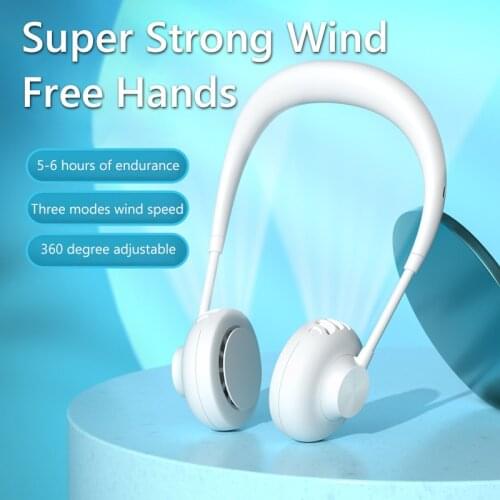 Hanging Neck Fan Summer Air Cooler Portable Mini Air Cooling Fan for Sports USB Rechargeable Electric Fan 3-Speed Adjustable Fan