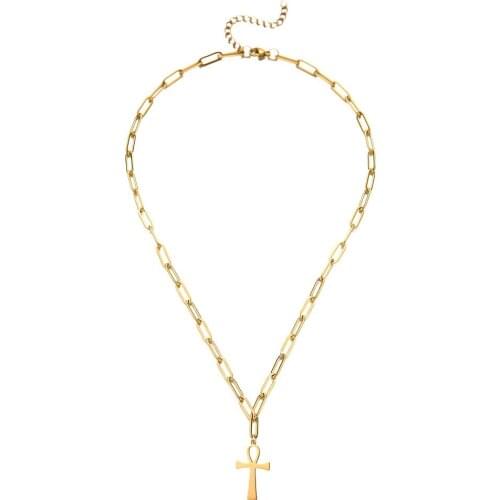 Stainless Steel Religious Egyptian Ankh Crucifix Pendant Necklaces For Woman Symbol of Life Cross Necklaces Jewelry Gifts