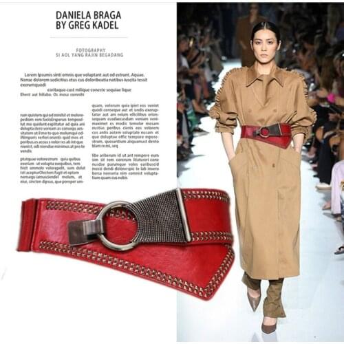 Womens Waist Belts Plus Size 25"-70"Dresses leather Elastic Stretch Cinch Belt with Fashion Metal Interlock Belt Buckle