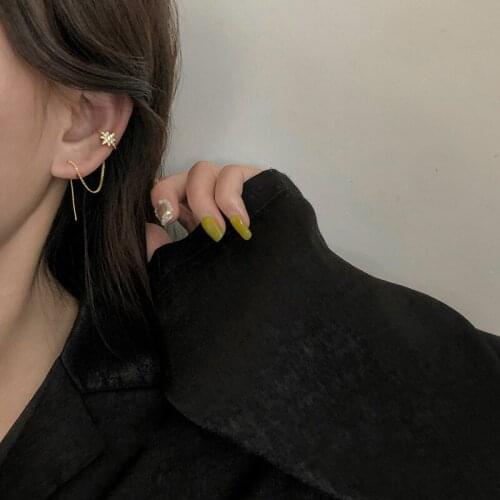 Six-pointed Star Clip Earrings Tassel Chain Long For Women Simple Vintage Fashion Korea Creative New Lady Party Jewelry BOYULIGE