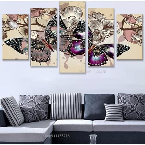 Scandinavian Canvas Painting Print Picture 5 Butterfly Painting Poster Painting Living Room Wall Artist Home Decoration