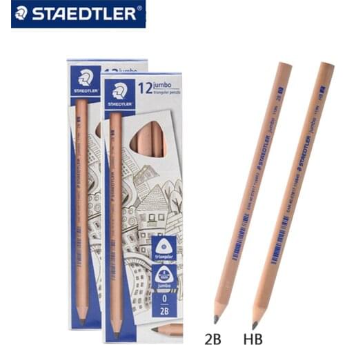 STAEDTLER pencil 119N-HB|2B thick rod triangle pencil easy to grasp easy to roll easy childrens drawing sketch pencil 12 sticks