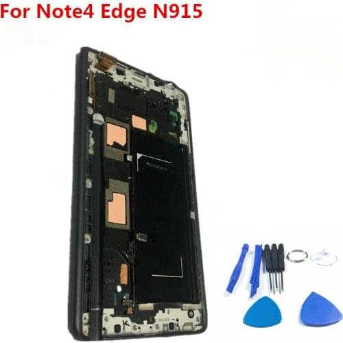 Super AMOLED LCD For Samsung Note 4 Edge LCD Display With Touch Screen + Frame Digitizer Assembly For Note4 Edge N915 N915F LCDs