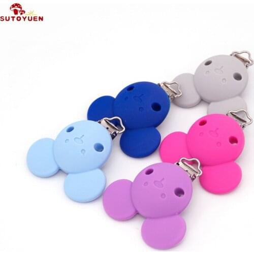 Sutoyuen 1pcs BPA Free Silicone Mickey Dummy Teether Pacifier Chain Clips DIY Baby Chewable Jewerly Toy Holder Accessories