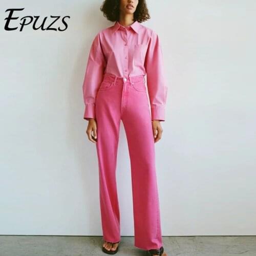 Vintage Pockets Wide-Leg Jeans pants women Vintage High Waist Denim pants Zipper Fly Female long jeans Trousers Streetwear 2021