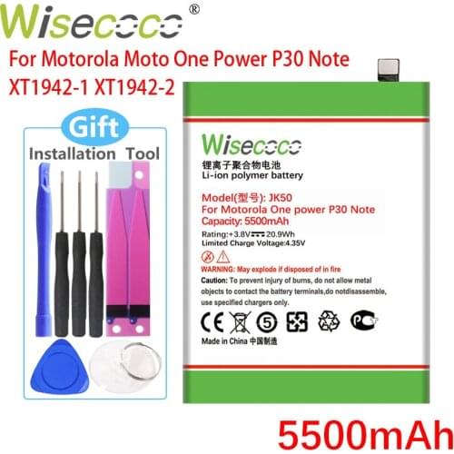 WISECOCO 5500mAh JK50 Battery For Motorola One Power P30 Note XT1942-1 XT1942-2 Phone Latest Production High Quality Battery