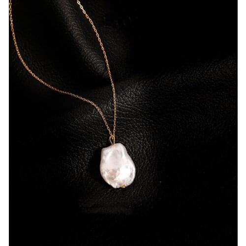 XF800 S925 Sterling Silver Natural Baroque Pearl Pendant Necklace For Women Handmade Fine Jewelry Gifts D521