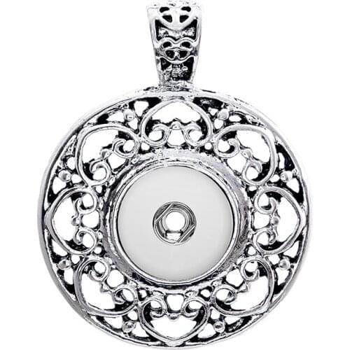 Fashion Round Hollow hearts snap pendant necklace chain 60cm fit 12MM snap buttons Fashion jewelry accessories X9026